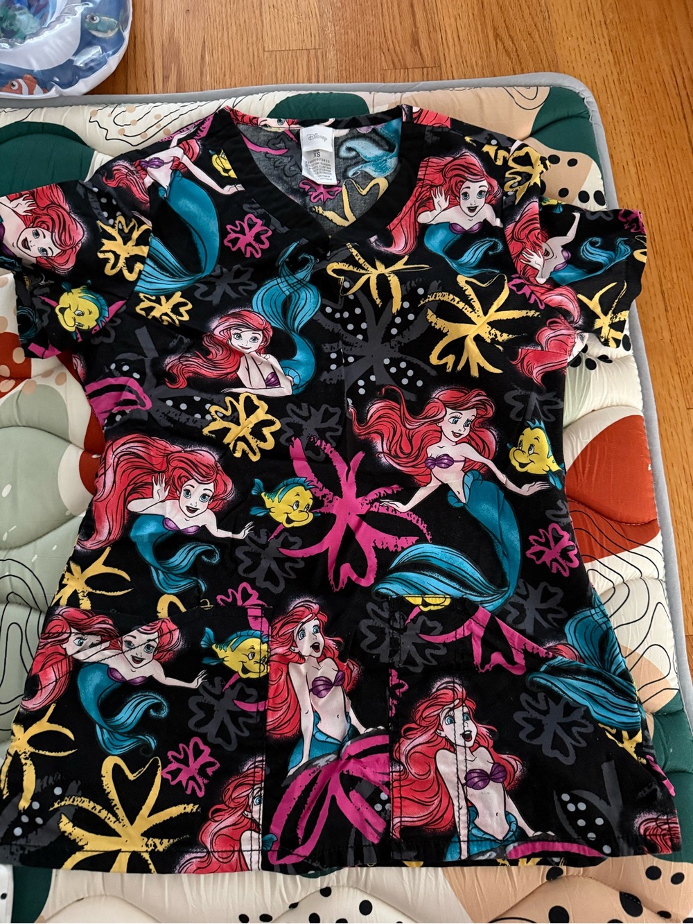 Disney little mermaid tooniforms scrub top in extra small xs